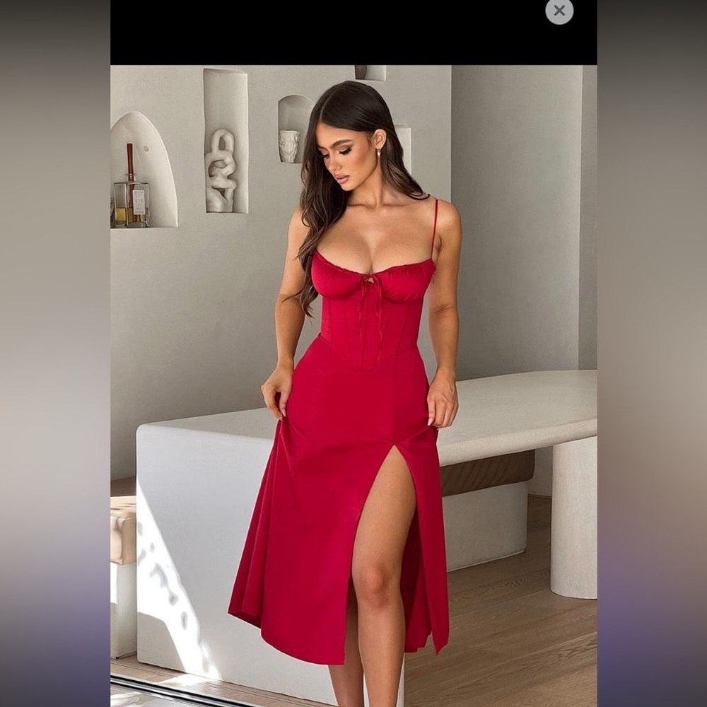 Deanna Midi Dress - Red